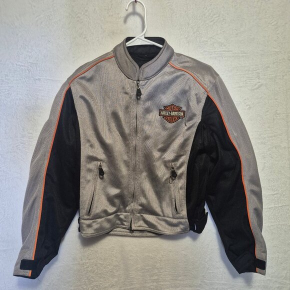Harley Davidson Womens Mesh Riding Jacket Padded S Silver Gray Biker Motorcycle - Picture 1 of 16